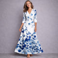 Emilia | Elegancka Sukienka Maxi z Rękawem 3/4