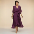 Abigail | Stylowa Sukienka Chiffonowa z Dekoltem w Serek