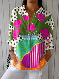 Nancy | Stylowa wielokolorowa bluzka w kwiaty