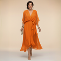 Abigail | Stylowa Sukienka Chiffonowa z Dekoltem w Serek