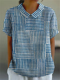 Amelia | Elegancka Koszula w Paski Patchwork