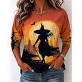 Jesień | Graficzny T-shirt na Halloween z Długim Rękawem