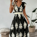 Rosalie | Sukienka Maxi z Dekoltem w Serek w Stylu Barokowym