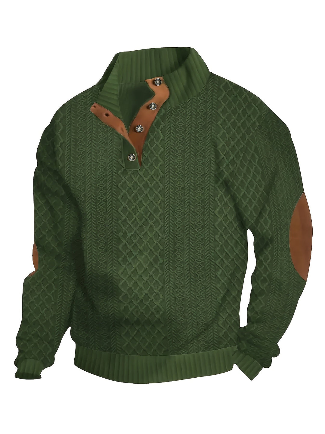 Ronan | Sweter Henley z Stojącym Kołnierzem i Guzikami