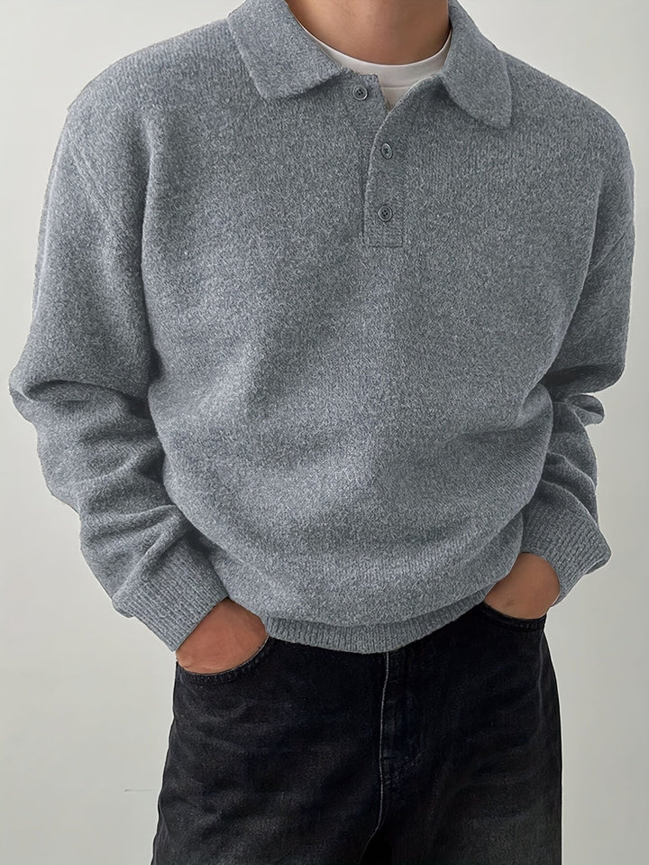 Landon | Wyrafinowany Sweter z Kołnierzykiem Polo