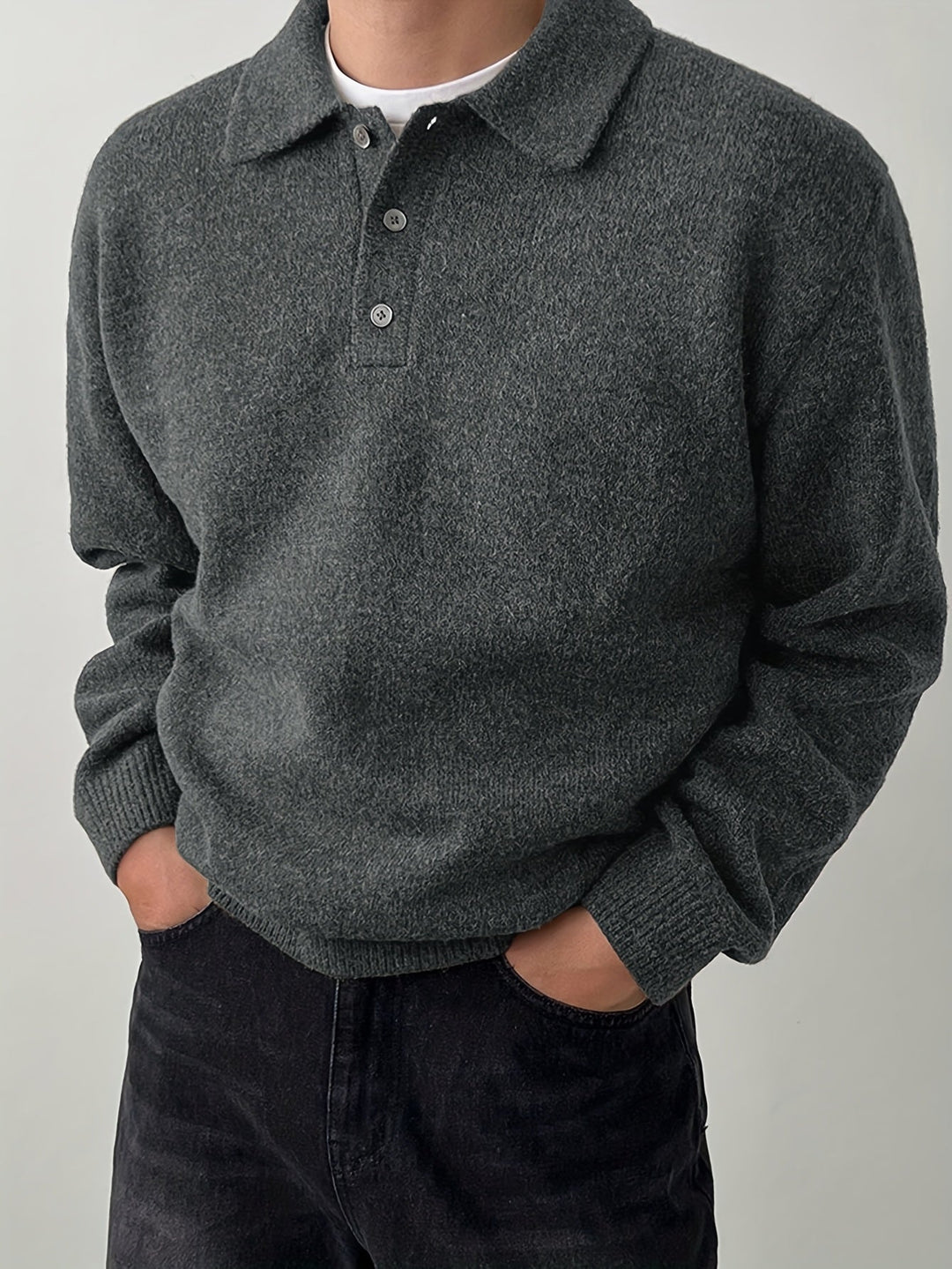 Landon | Wyrafinowany Sweter z Kołnierzykiem Polo