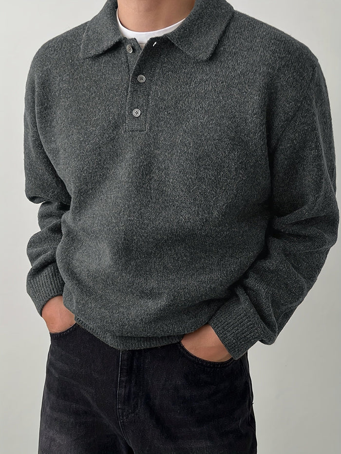 Landon | Wyrafinowany Sweter z Kołnierzykiem Polo