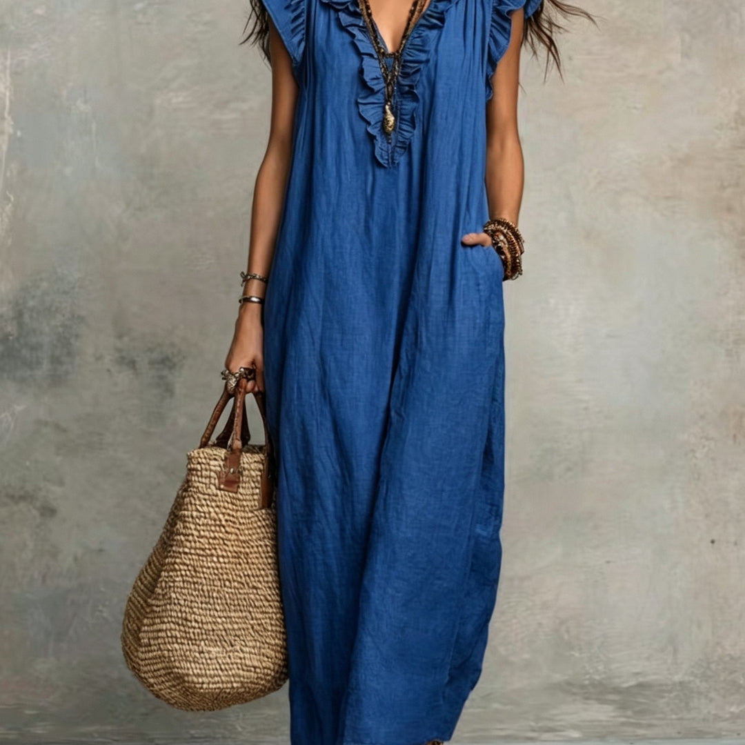 Marisol | Boho Maxi Sukienka z Falbanami