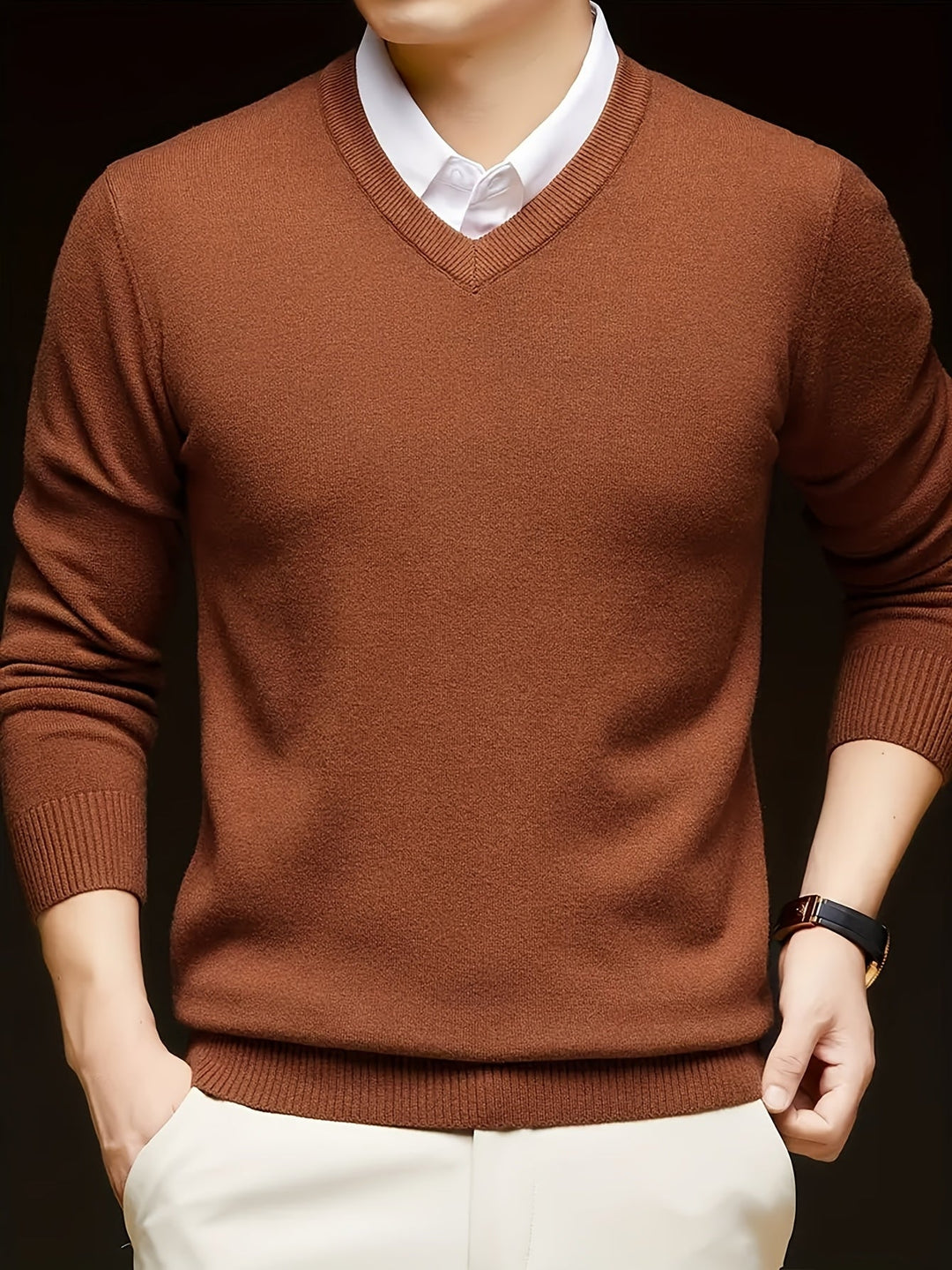 Hugh | Elegancki sweter w serek