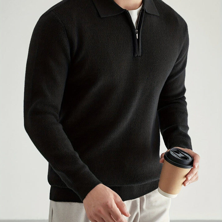 Donovan | Elegancki sweter polo z ćwierć zamkiem
