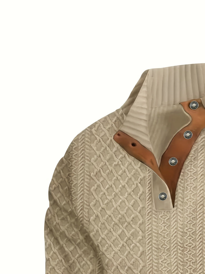 Ronan | Sweter Henley z Stojącym Kołnierzem i Guzikami
