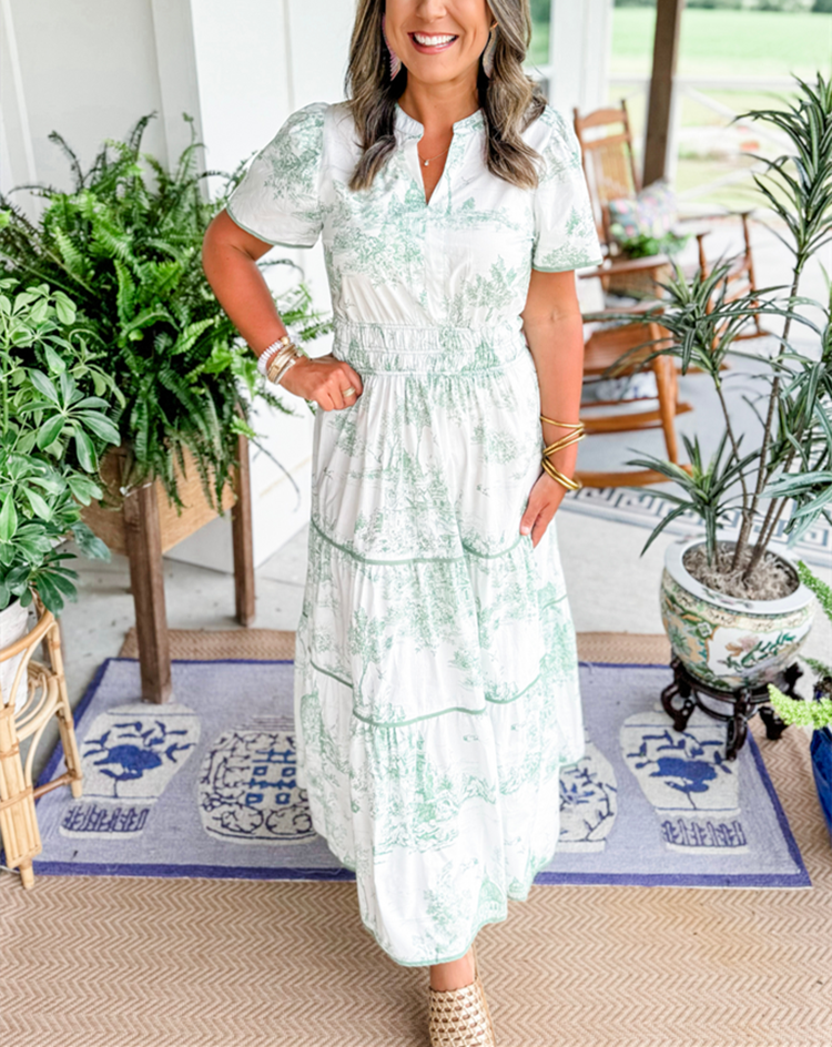 Eliza | Klasyczna Sukienka Maxi w Toile