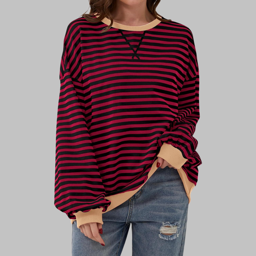 Margaret | Luźny sweter z długim rękawem w paski