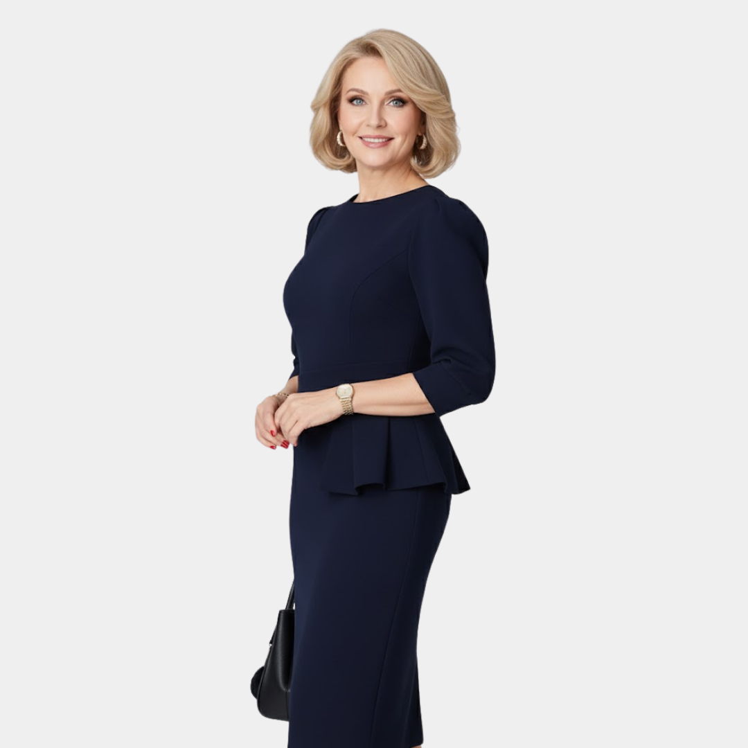 Adele | Midi Sukienka z Peplum