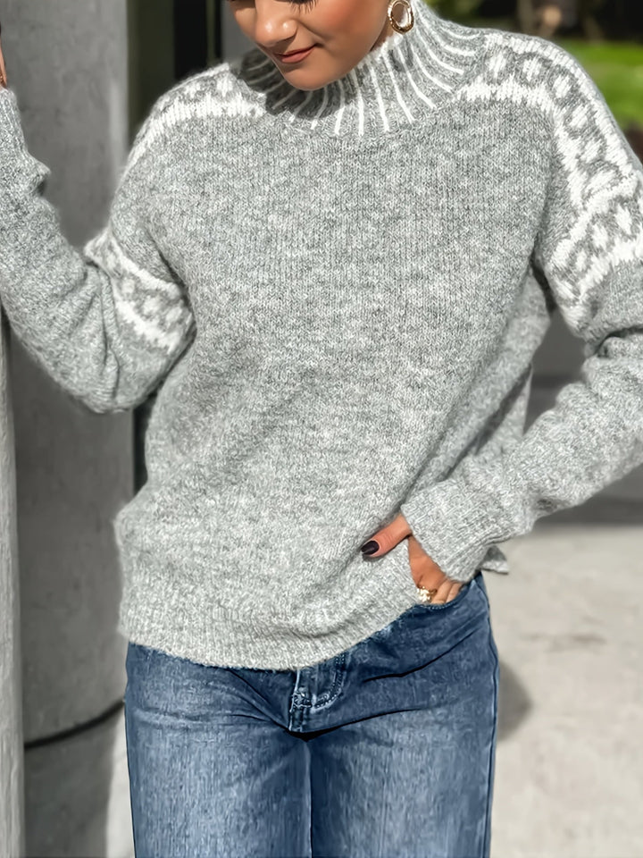 Corinna | Sweter z Mock-Neck w Kontrastowym Wykończeniu