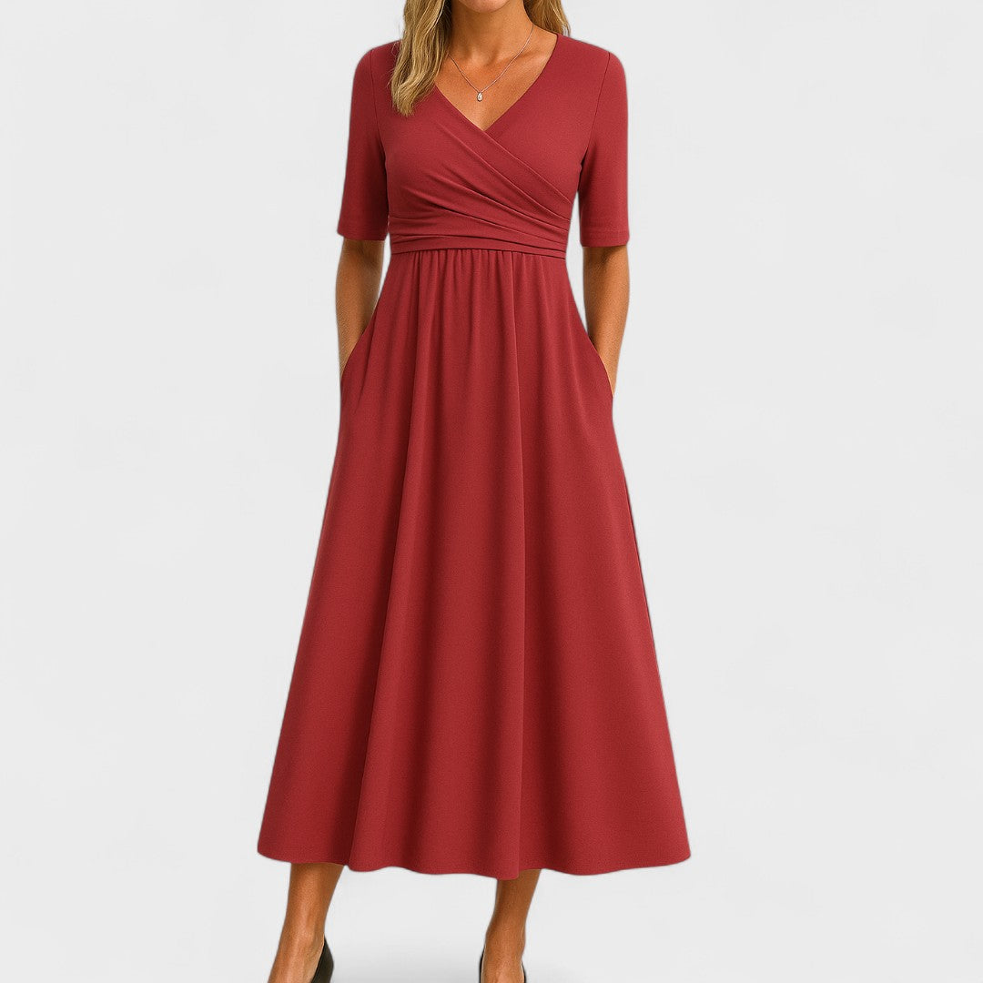 Maddison | Elegancka Midi Sukienka z Plisami