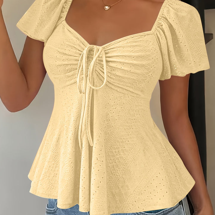 Josephine | Bluzka z Peplum i Rękawami w Stylu Flutter