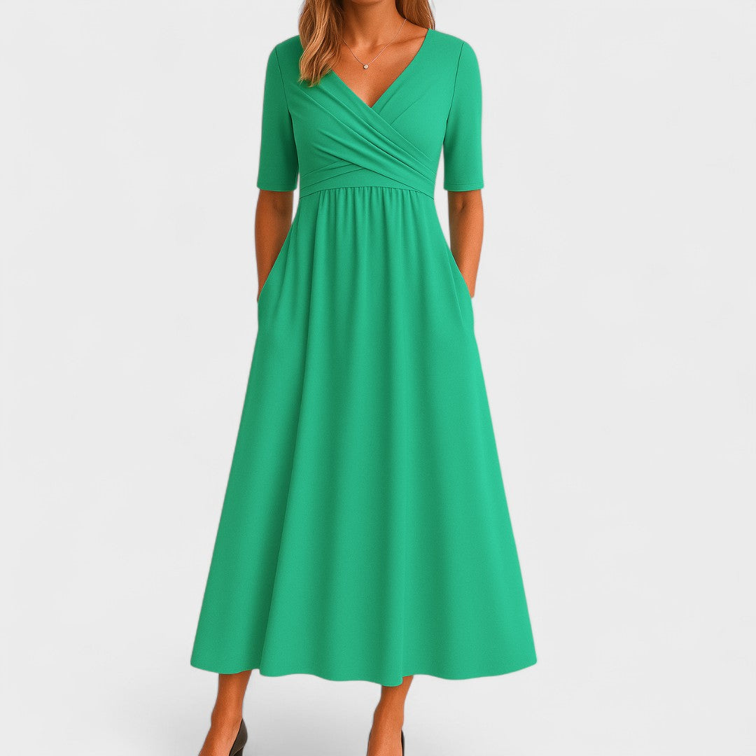 Maddison | Elegancka Midi Sukienka z Plisami