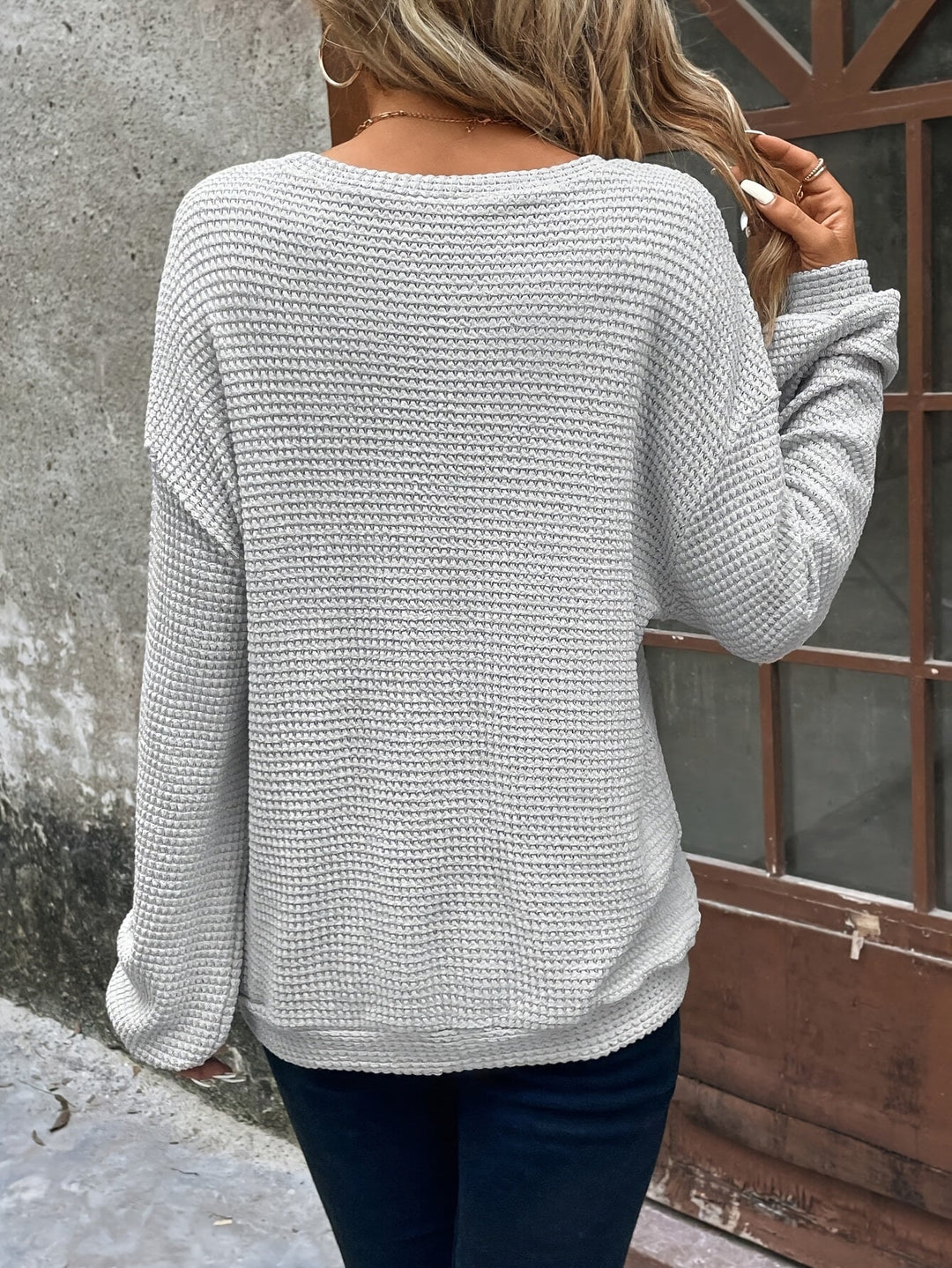 Carly | Luźny sweter z dzianiny waffle