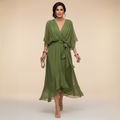 Abigail | Stylowa Sukienka Chiffonowa z Dekoltem w Serek