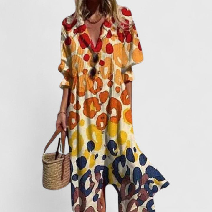 Paula | Elegancka, wielokolorowa sukienka boho