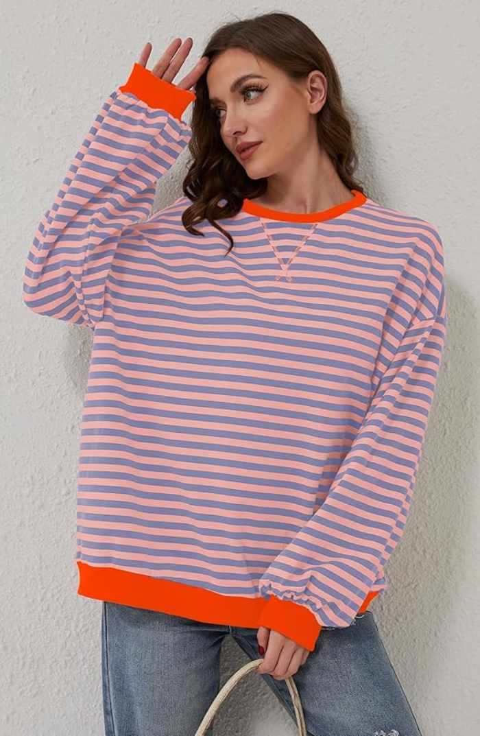 Paula | Sweter z okrągłym dekoltem w paski