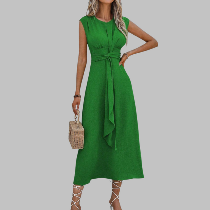 Alayna | Elegancka, bezrękawnikowa maxi sukienka z okrągłym dekoltem