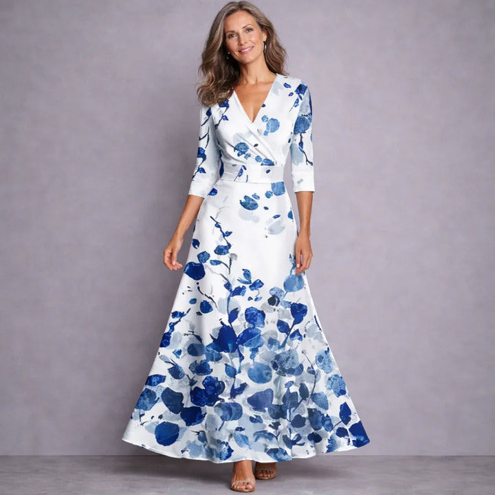 Emilia | Elegancka Sukienka Maxi z Rękawem 3/4