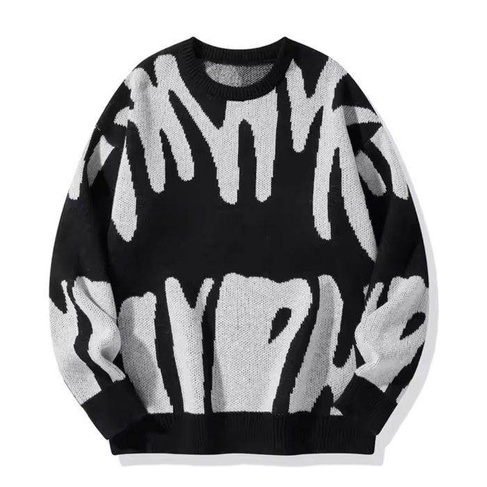 Sweter Męski z Abstrakcyjnym Wzorem i Okrągłym Dekoltem