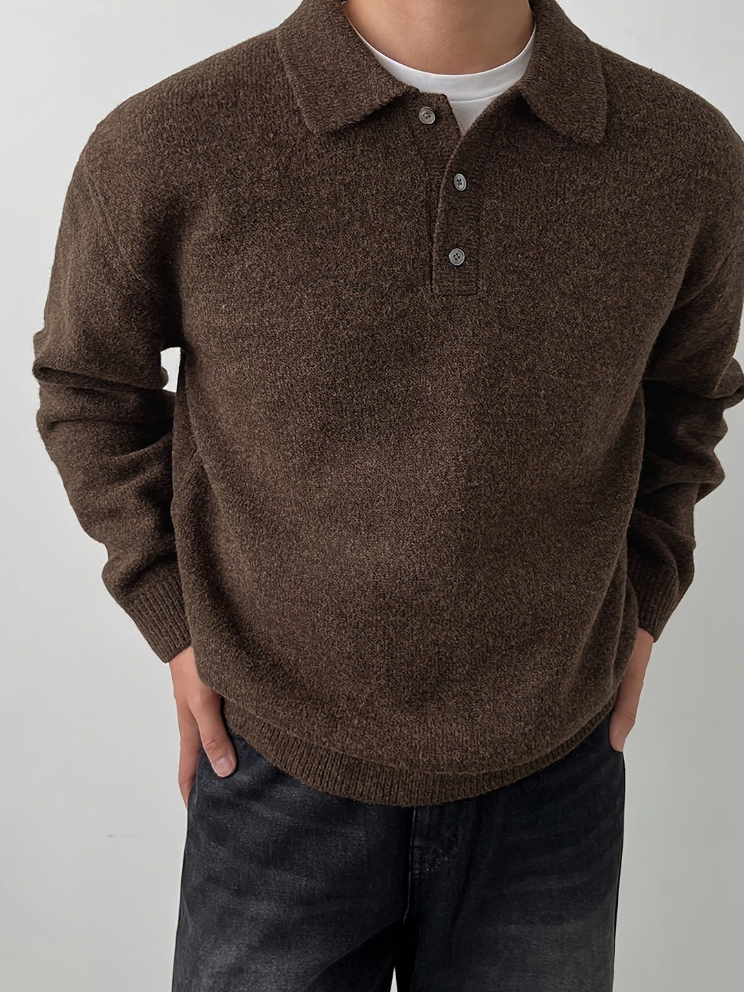 Landon | Wyrafinowany Sweter z Kołnierzykiem Polo