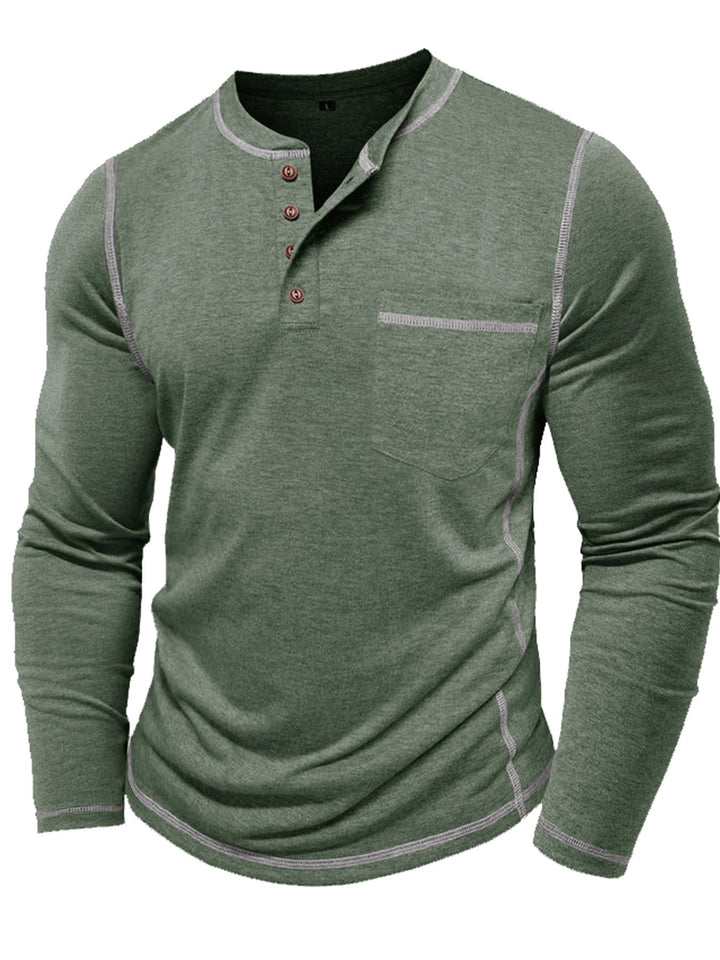 Reuben | Longsleeve Henley z Kontrastowym Szwem
