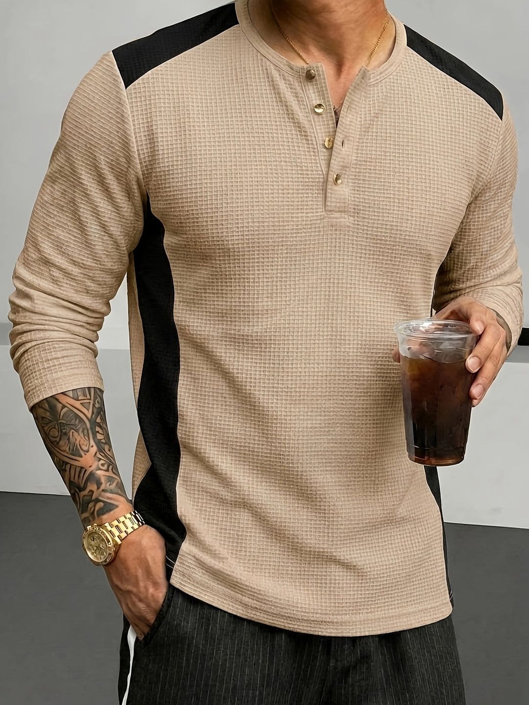 Curtis | Teksturowany longsleeve Henley