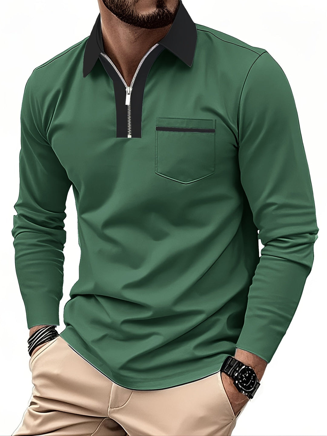 Curtis | Elegancka koszulka polo z zamkiem przy kołnierzu