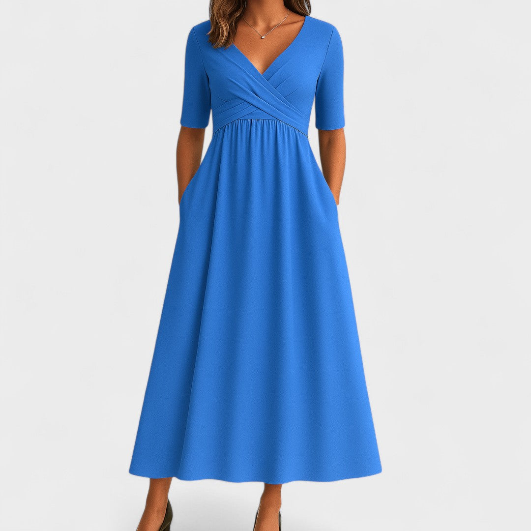 Maddison | Elegancka Midi Sukienka z Plisami