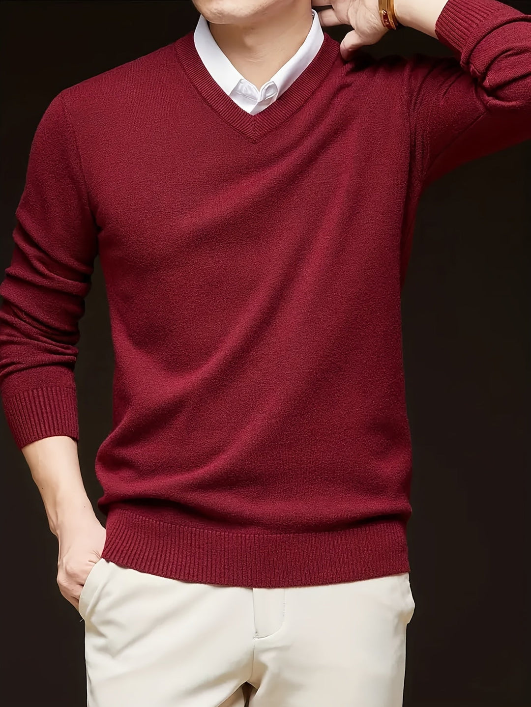 Hugh | Elegancki sweter w serek