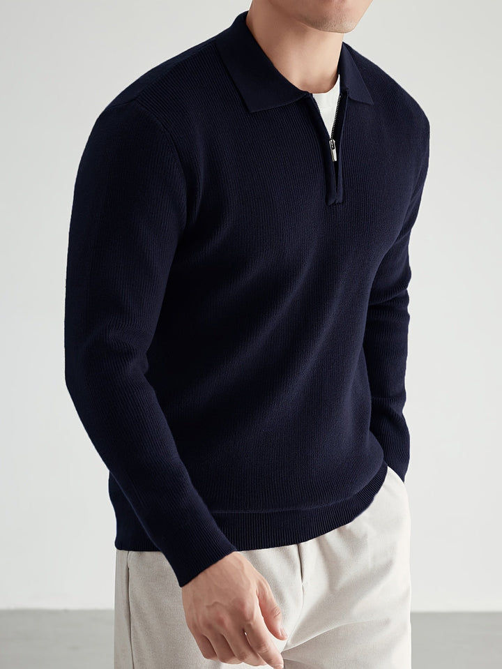 Donovan | Elegancki sweter polo z ćwierć zamkiem