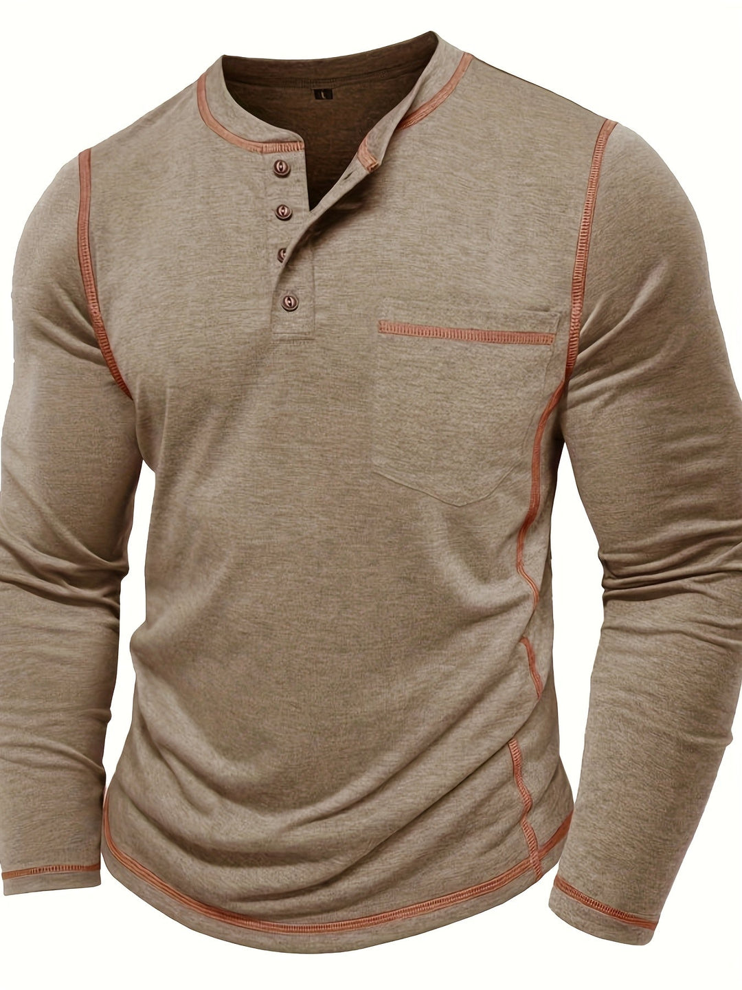 Reuben | Longsleeve Henley z Kontrastowym Szwem
