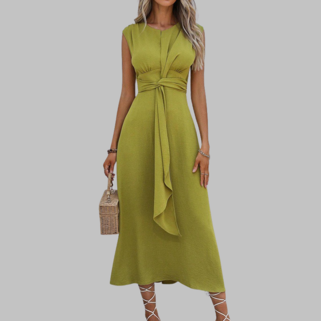 Alayna | Elegancka, bezrękawnikowa maxi sukienka z okrągłym dekoltem