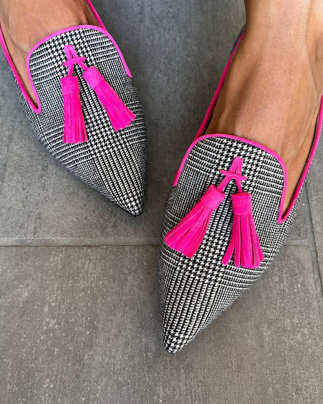 Nettie | Eleganckie Fluorescencyjne Frędzle Czarne Mokasyny