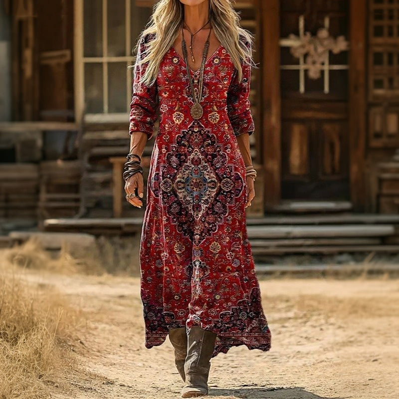 Lyla | Casualna sukienka z długim rękawem inspirowana stylem vintage