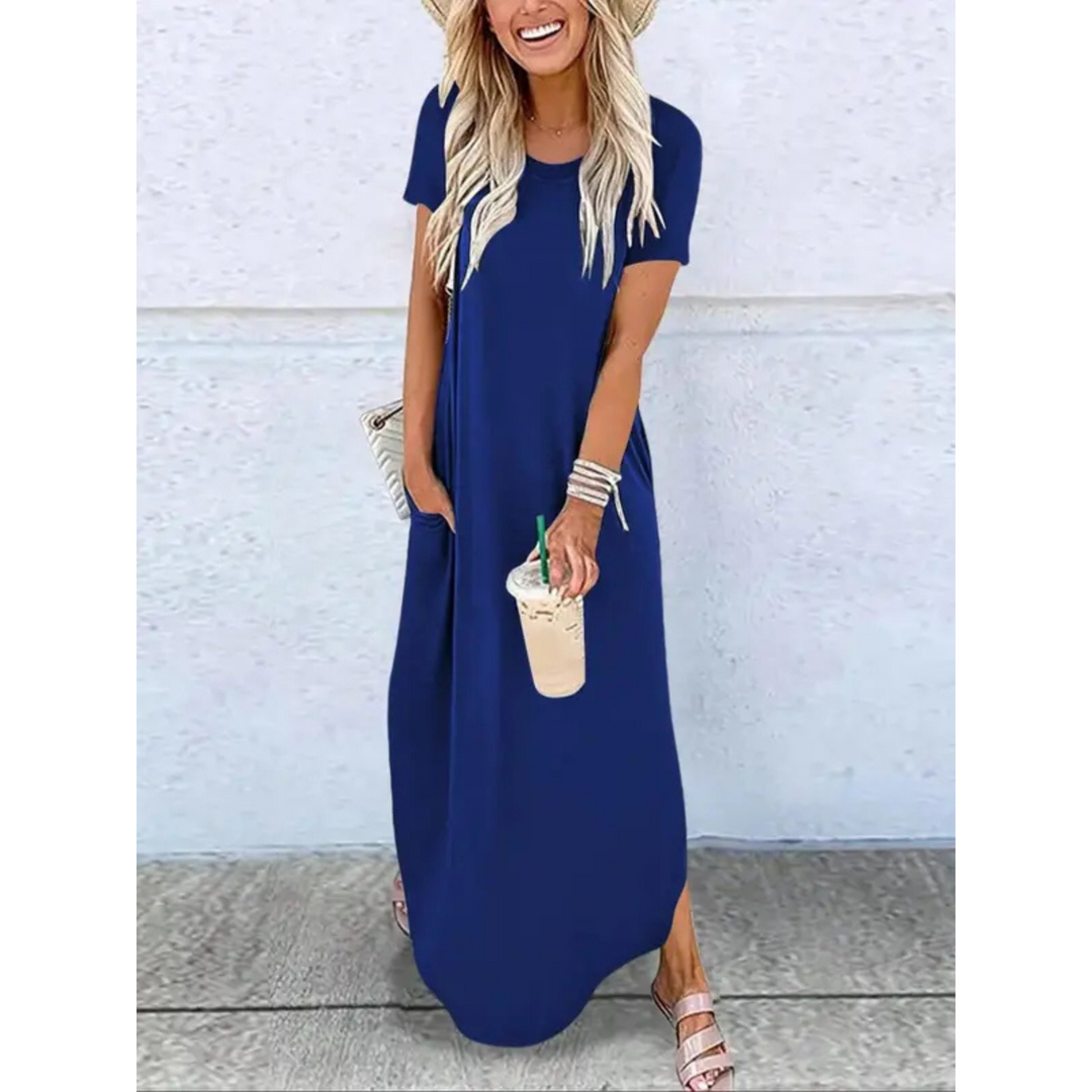 Kaylee | Casual Letnia Sukienka Maxi z Okrągłym Dekoltem
