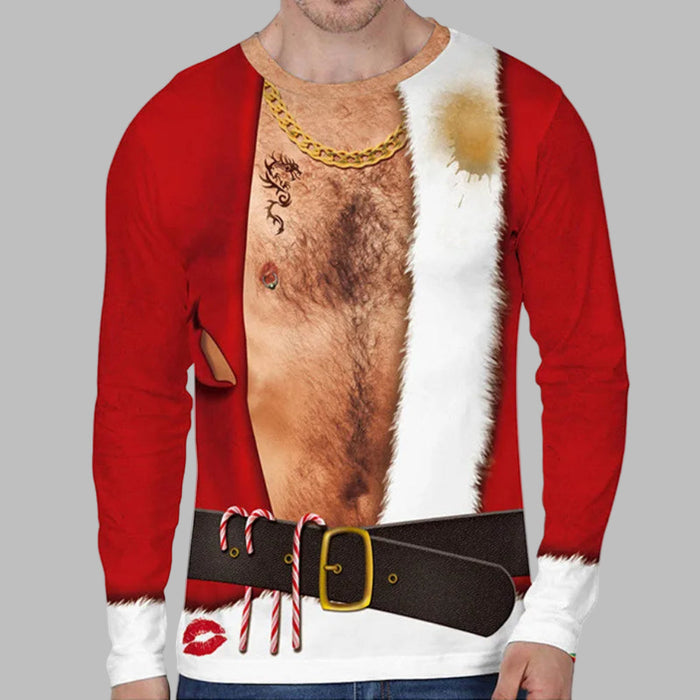 Męski Świąteczny Sweter z Humorem Santa na Imprezę