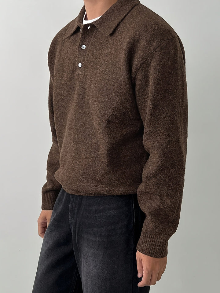 Landon | Wyrafinowany Sweter z Kołnierzykiem Polo