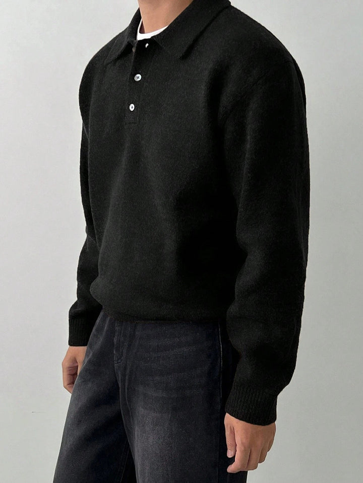 Landon | Wyrafinowany Sweter z Kołnierzykiem Polo