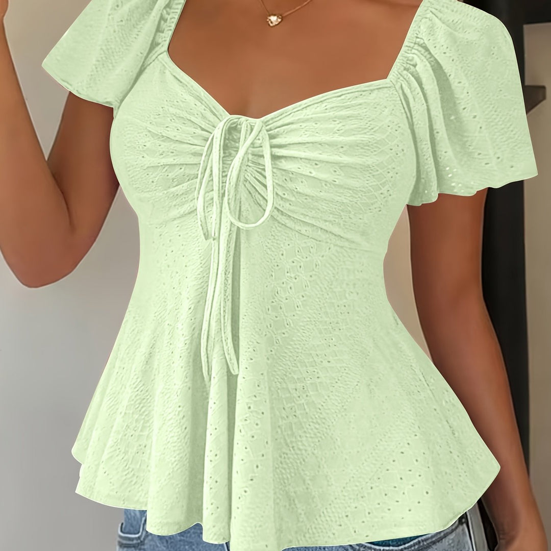 Josephine | Bluzka z Peplum i Rękawami w Stylu Flutter