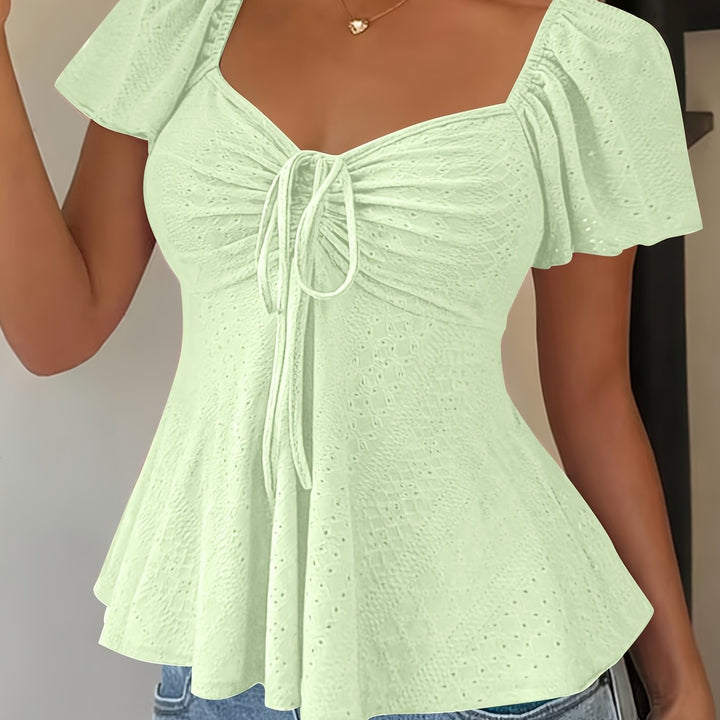 Josephine | Bluzka z Peplum i Rękawami w Stylu Flutter