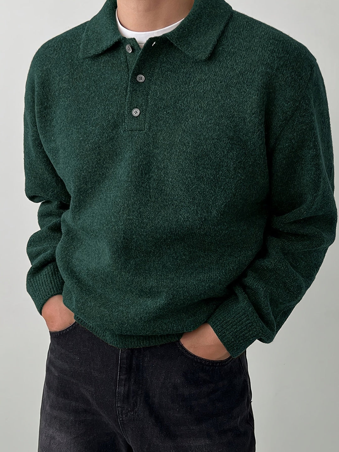 Landon | Wyrafinowany Sweter z Kołnierzykiem Polo