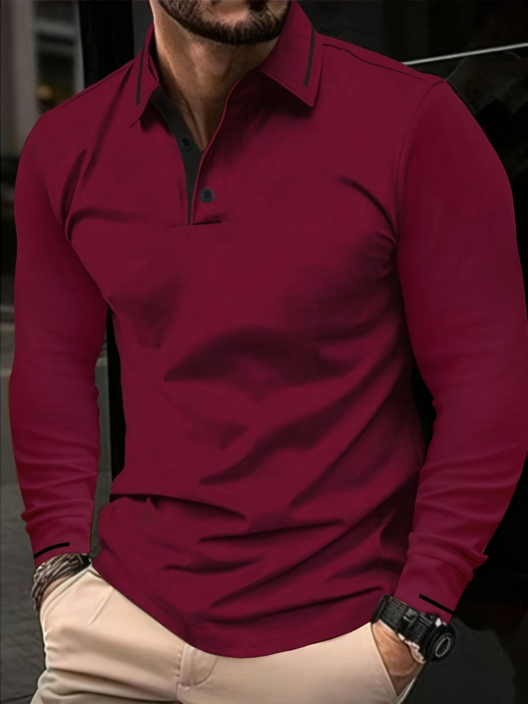 Dalton | Elegancka Koszula Polo z Długim Rękawem