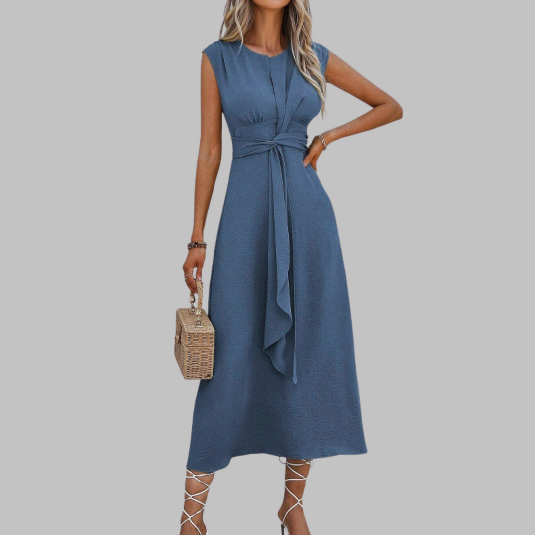 Alayna | Elegancka, bezrękawnikowa maxi sukienka z okrągłym dekoltem