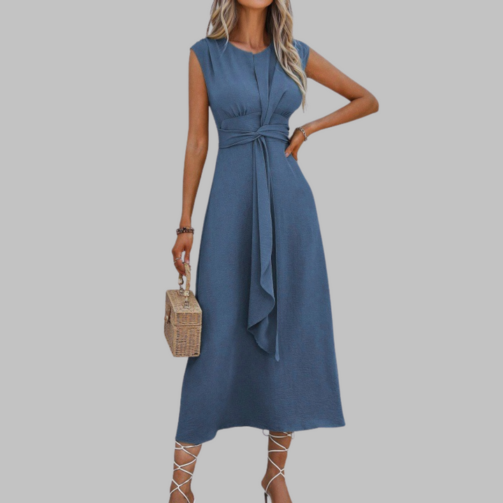 Alayna | Elegancka, bezrękawnikowa maxi sukienka z okrągłym dekoltem
